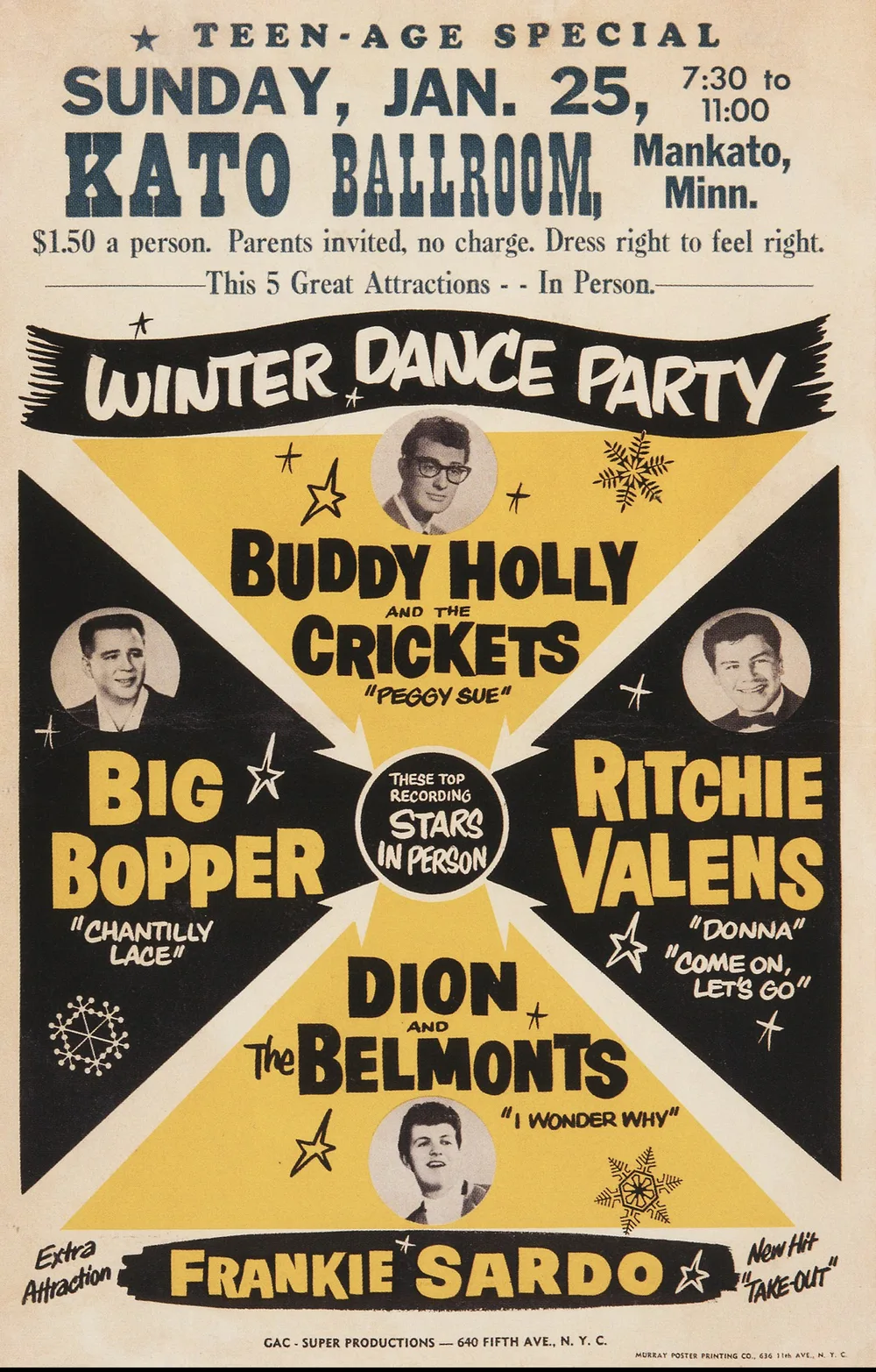 Winter Dance Party tour poster from 1959